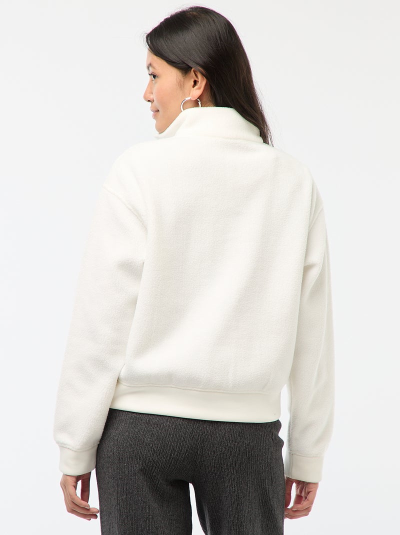 Jersey cuello camionero en material efecto borreguito Blanco - Kiabi