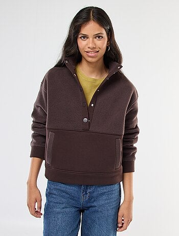 Jersey cuello camionero en tejido efecto borreguito