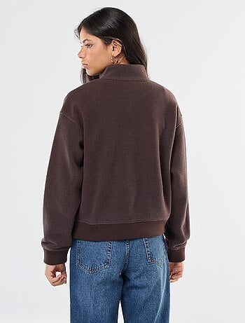 Jersey cuello camionero en tejido efecto borreguito