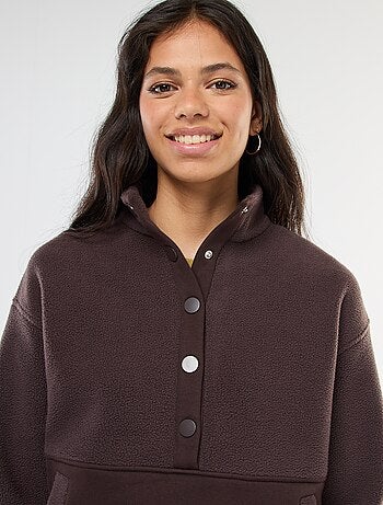 Jersey cuello camionero en tejido efecto borreguito