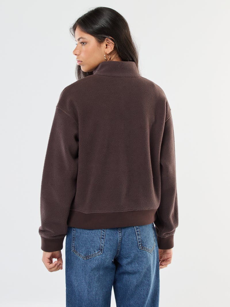 Jersey cuello camionero en tejido efecto borreguito Marron - Kiabi