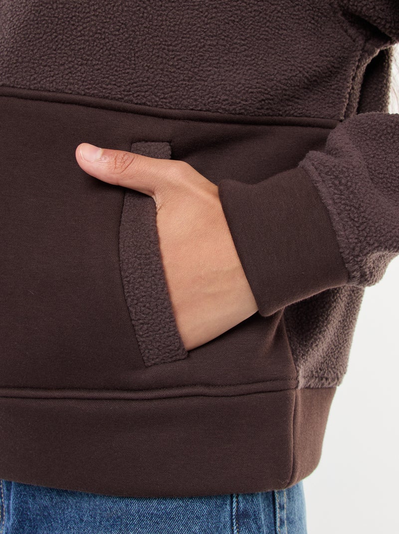 Jersey cuello camionero en tejido efecto borreguito Marron - Kiabi