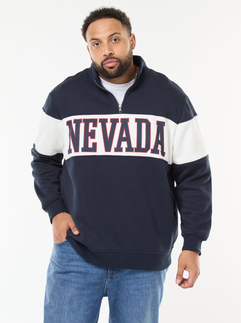 Jersey cuello camionero estilo color block en felpa Azul - Kiabi