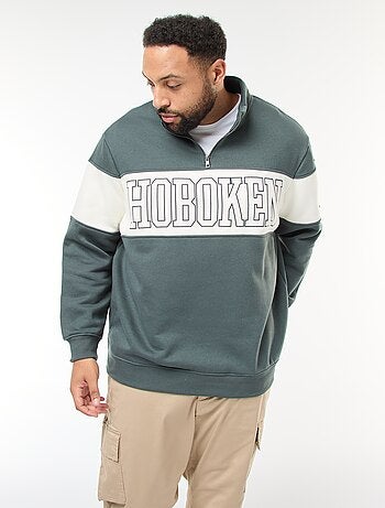 Jersey cuello camionero estilo colorblock en felpa