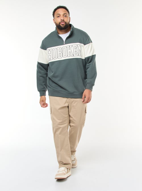 Jersey cuello camionero estilo colorblock en felpa - Kiabi