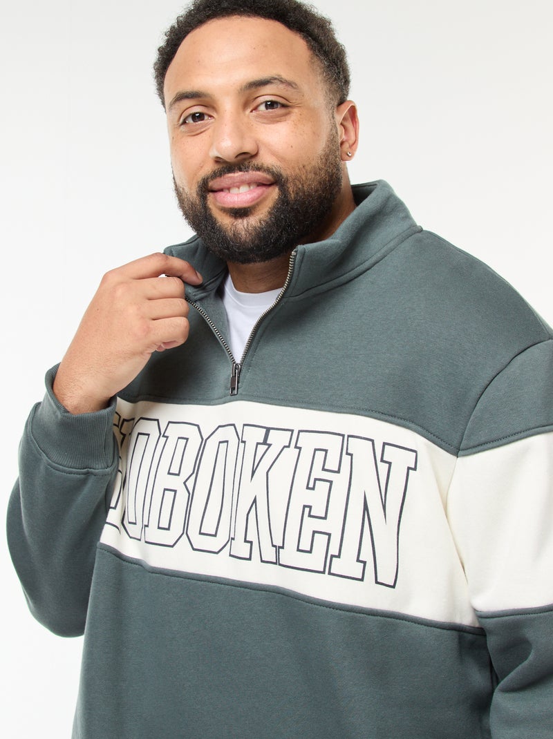 Jersey cuello camionero estilo colorblock en felpa Verde - Kiabi