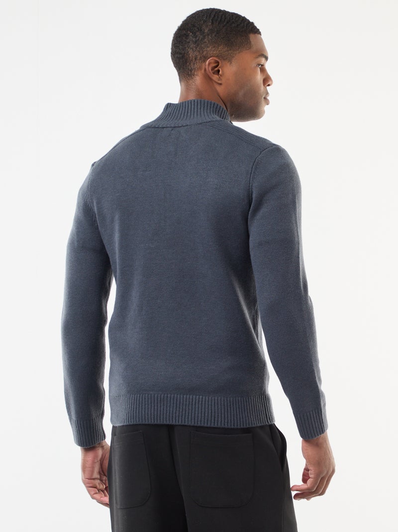 Jersey cuello chimenea de punto grueso Azul - Kiabi