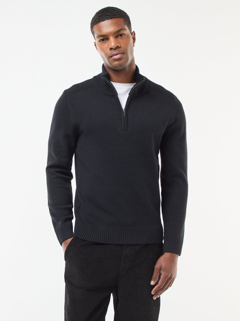 Jersey cuello chimenea de punto grueso Negro - Kiabi