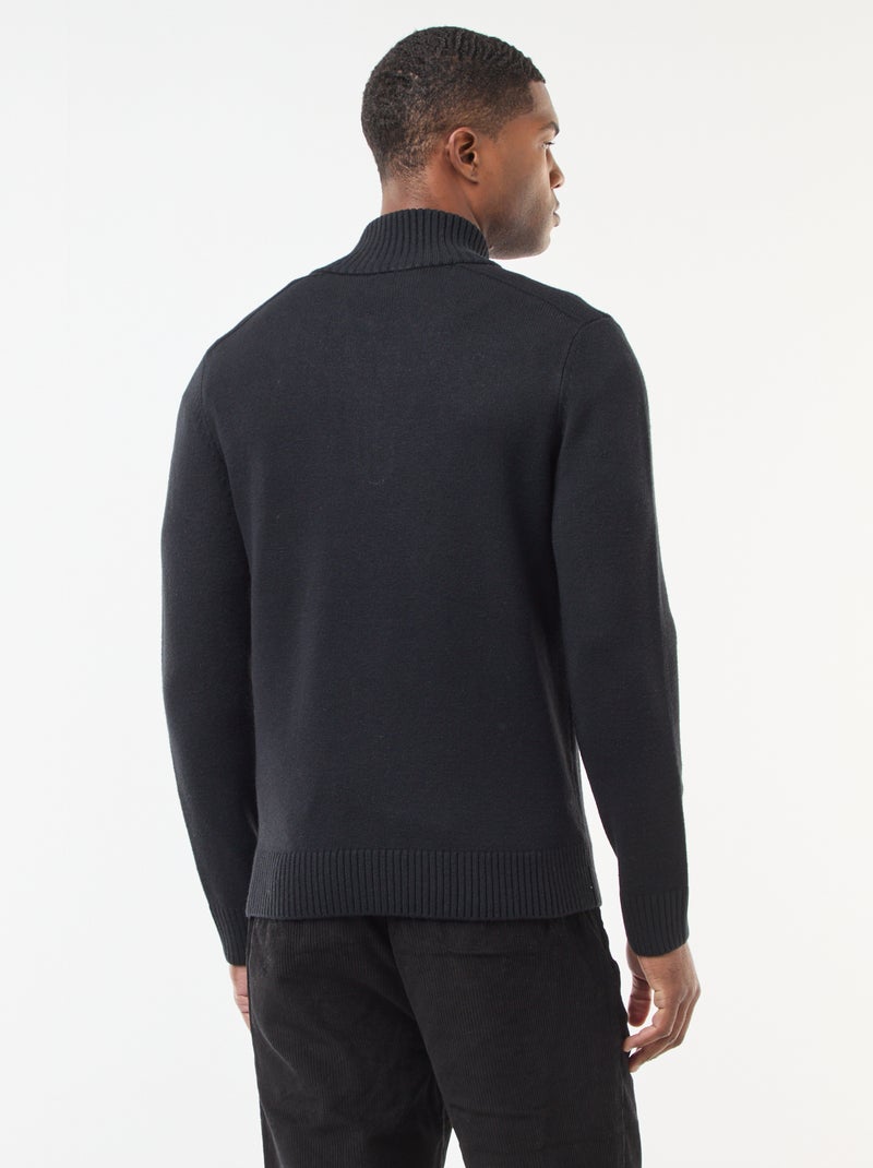 Jersey cuello chimenea de punto grueso Negro - Kiabi