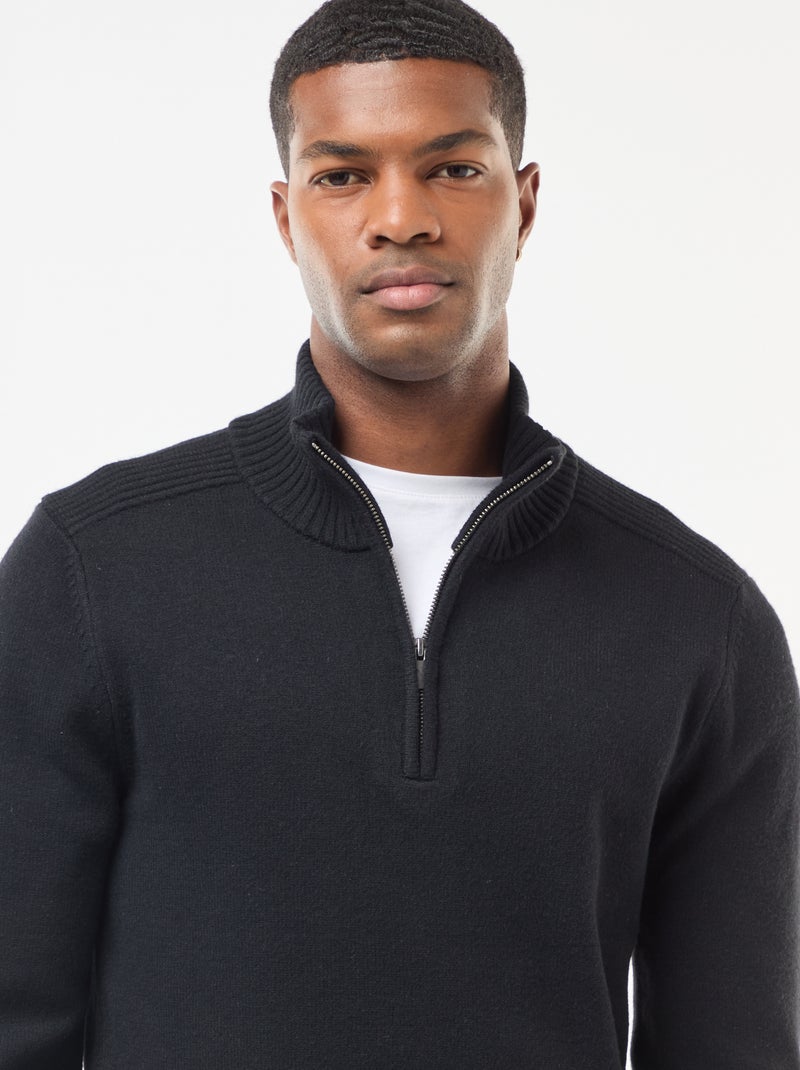 Jersey cuello chimenea de punto grueso Negro - Kiabi