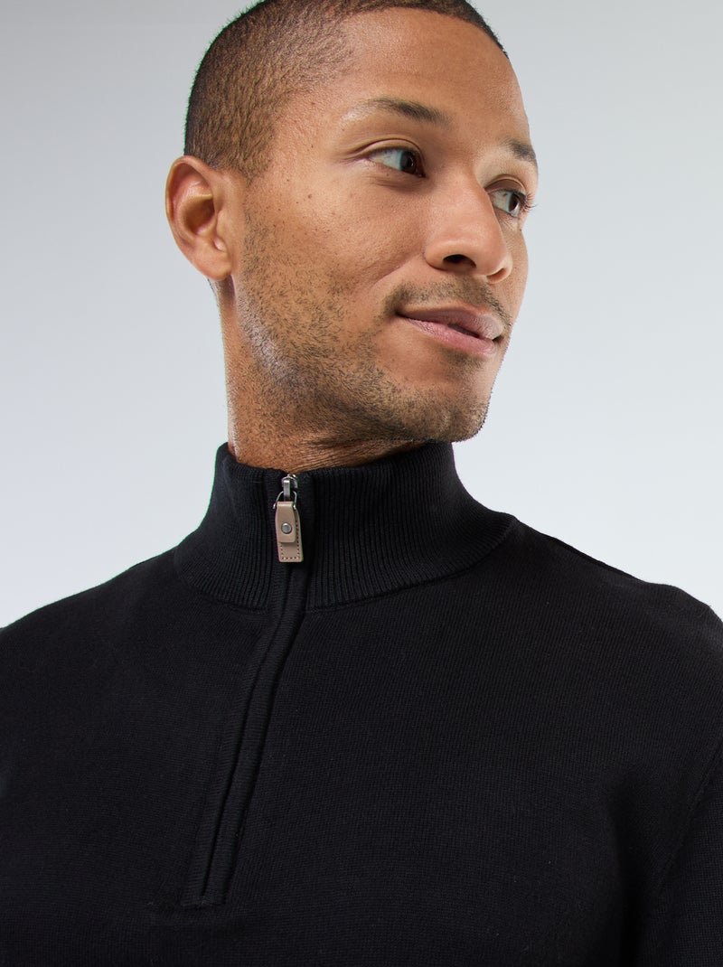 Jersey cuello chimenea de punto Negro - Kiabi