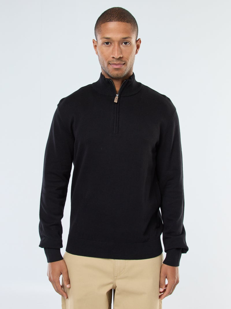 Jersey cuello chimenea de punto Negro - Kiabi