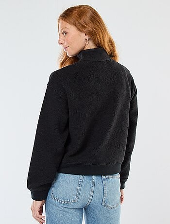 Jersey cuello camionero en tejido efecto borreguito