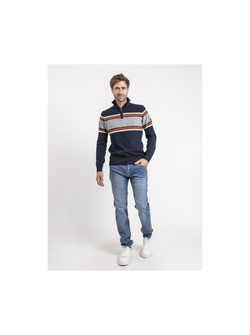 Jersey cuello con cremallera LOGONAL Azul marino - Kiabi