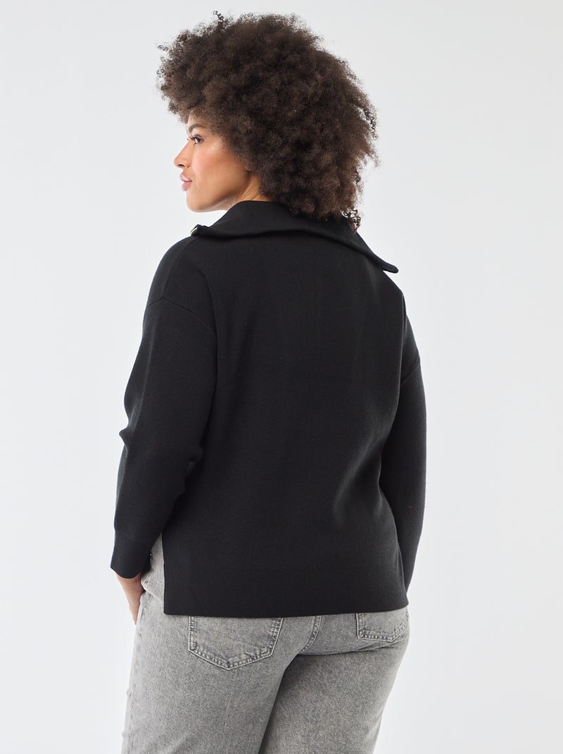 Jersey cuello cremallera Negro - Kiabi