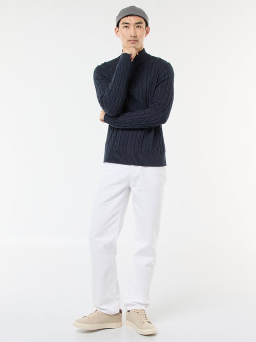 Jersey cuello cremallera y diseño trenzado de algodón - Kiabi