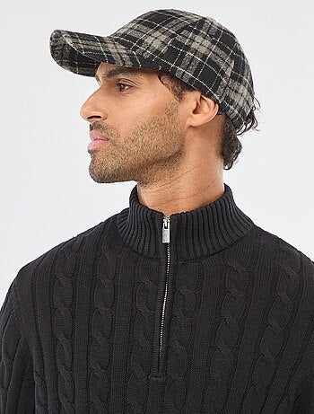 Jersey cuello cremallera y diseño trenzado de algodón