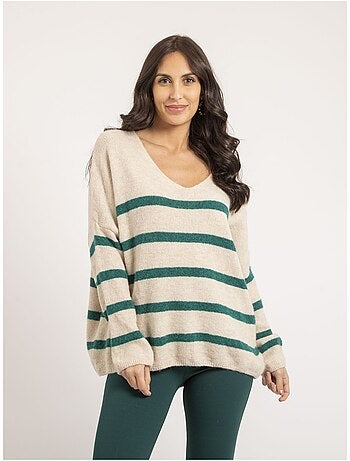 Jersey cuello en V a rayas KLERVI