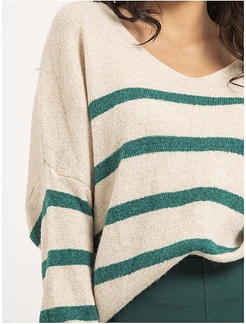 Jersey cuello en V a rayas KLERVI