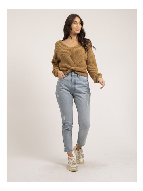 Jersey cuello en V con lazo KIRVINA - Kiabi
