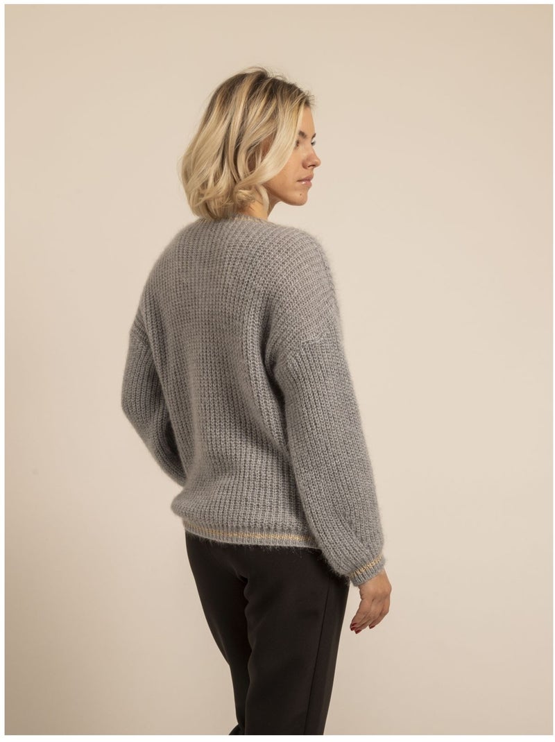 Jersey cuello en V KARLITA Gris - Kiabi
