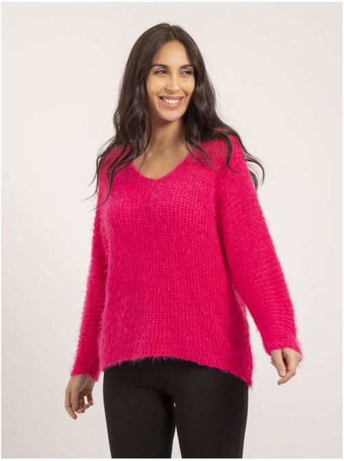 Jersey cuello en V punto chenilla KRISTINA - Kiabi