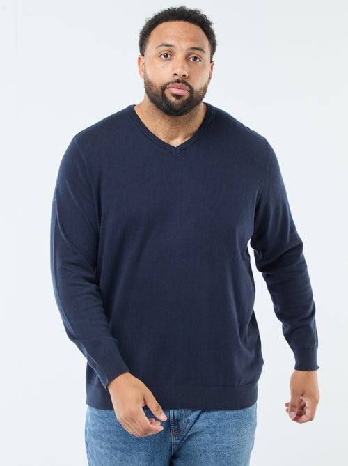 Jersey cuello pico de punto fino - Kiabi