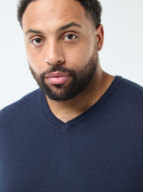 Jersey cuello pico de punto fino - Kiabi