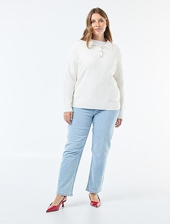 Jersey cuello polo con botones joya