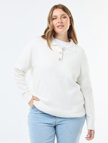 Jersey cuello polo con botones joya
