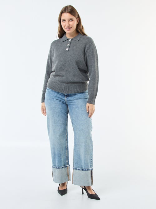 Jersey cuello polo con botones joya - Kiabi