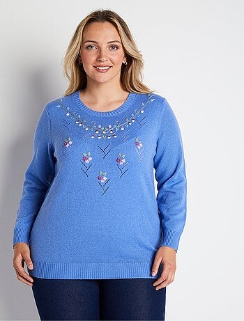 Jersey cuello redondo calado bordado liso suave - Afibel