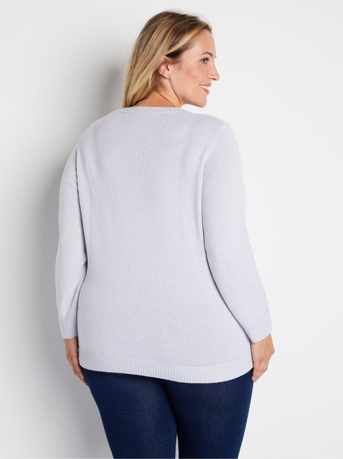 Jersey cuello redondo calado bordado liso suave - Afibel - Kiabi