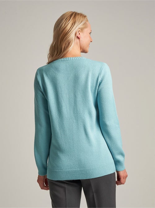 Jersey cuello redondo calado bordado liso suave - Afibel - Kiabi