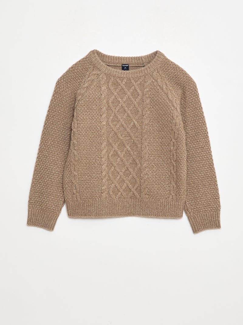 Jersey cuello redondo cálido liso Beige - Kiabi