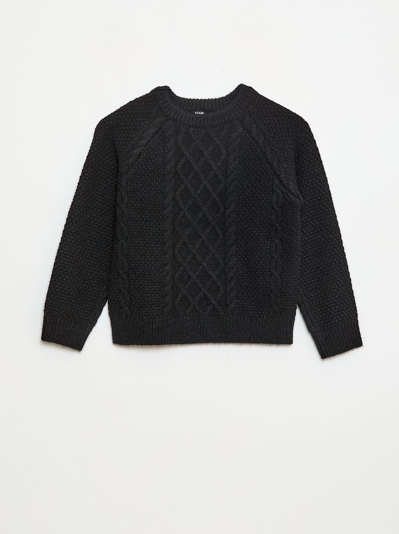 Jersey cuello redondo cálido liso Negro - Kiabi