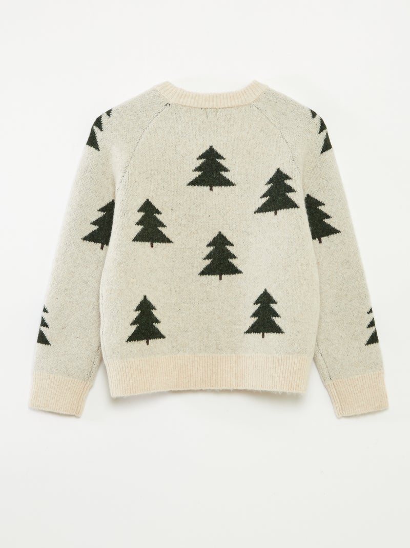 Jersey cuello redondo con dibujo Beige - Kiabi