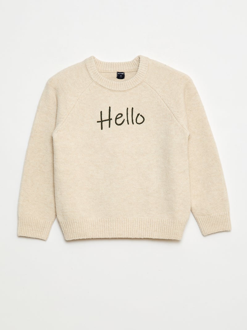 Jersey cuello redondo con diseño animado Beige - Kiabi