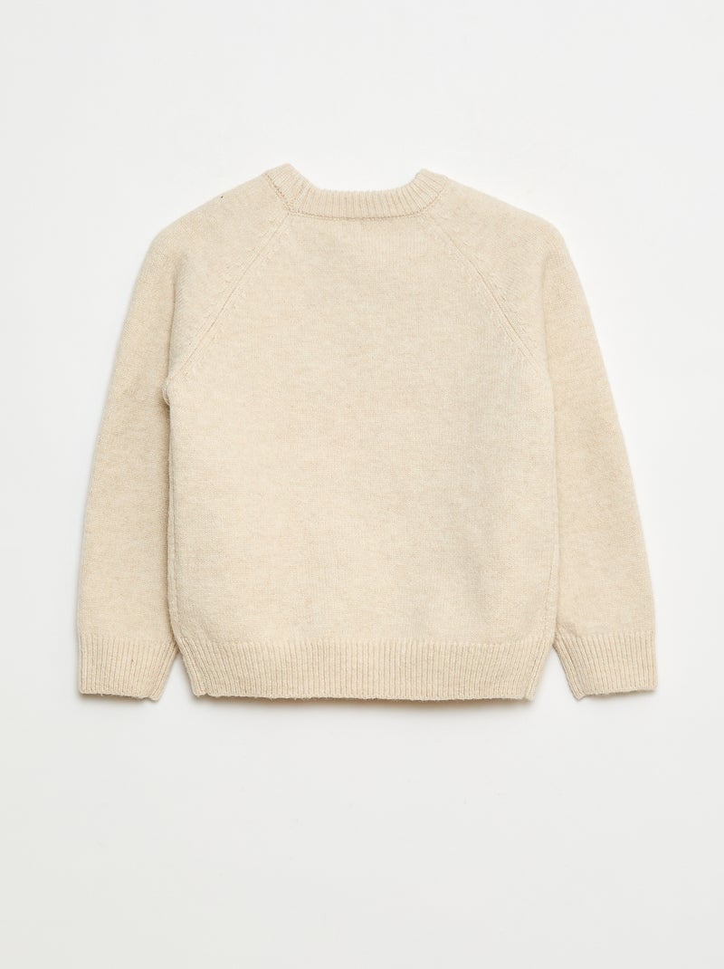 Jersey cuello redondo con diseño animado Beige - Kiabi