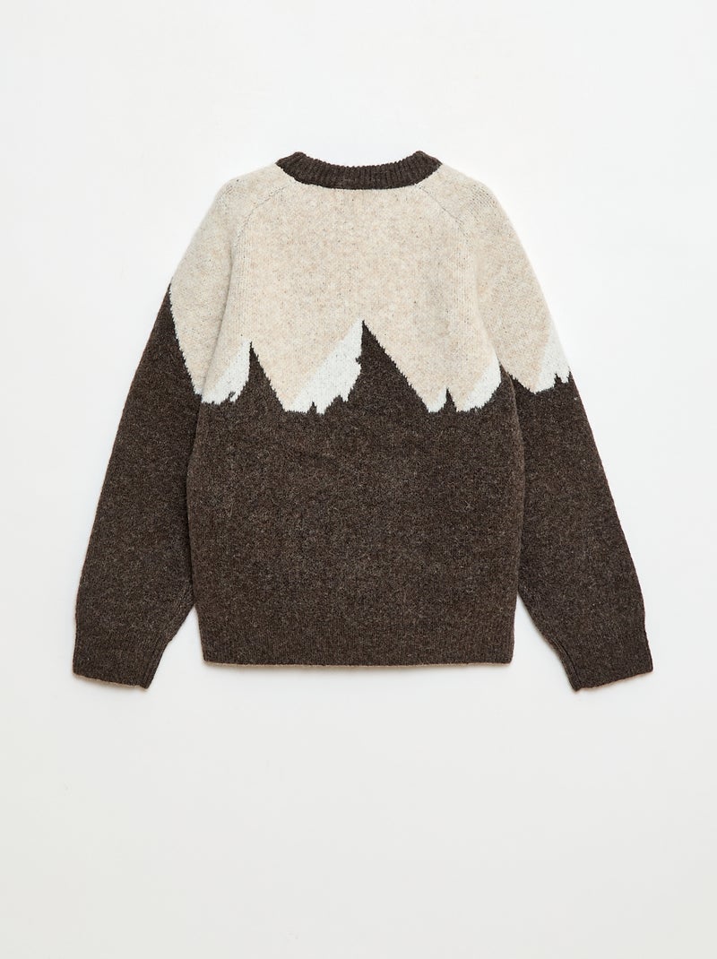 Jersey cuello redondo con diseño Beige - Kiabi
