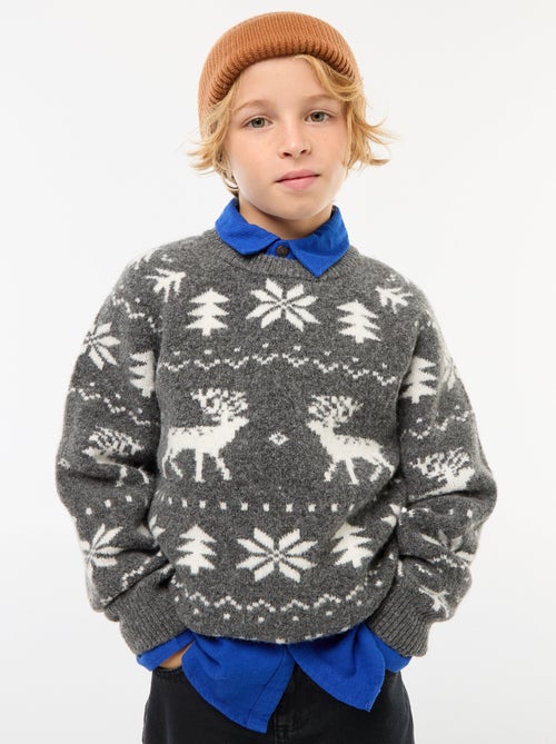 Jersey cuello redondo con diseño - Kiabi