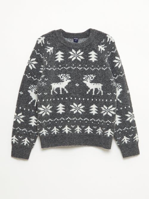 Jersey cuello redondo con diseño - Kiabi