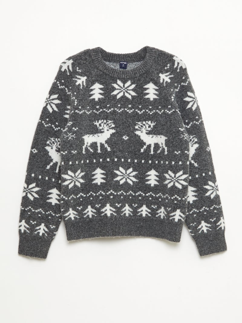 Jersey cuello redondo con diseño Gris - Kiabi