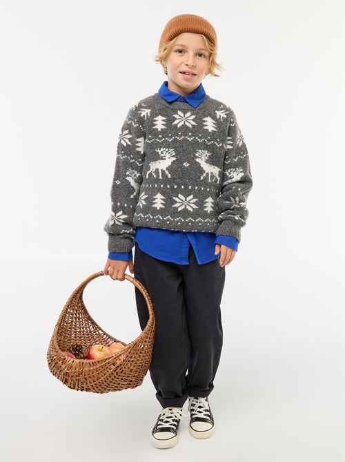 Jersey cuello redondo con diseño - Kiabi