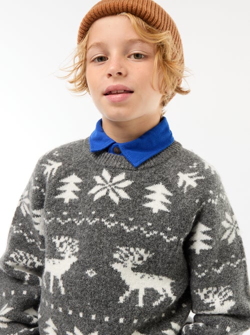 Jersey cuello redondo con diseño - Kiabi