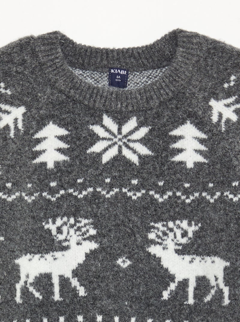 Jersey cuello redondo con diseño Gris - Kiabi