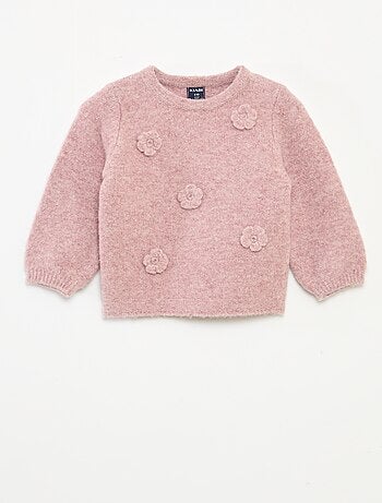 Jersey de cuello redondo con parche de flores
