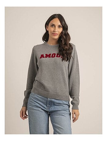 Jersey cuello redondo de puro algodón con mensaje KOURI