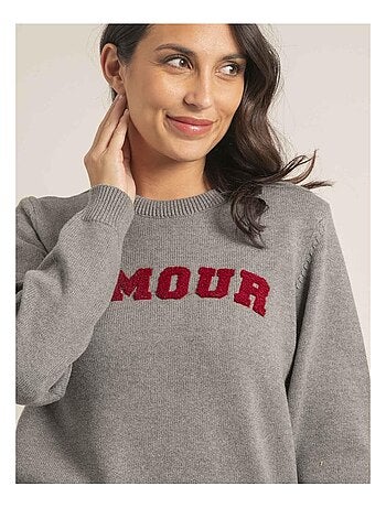 Jersey cuello redondo de puro algodón con mensaje KOURI