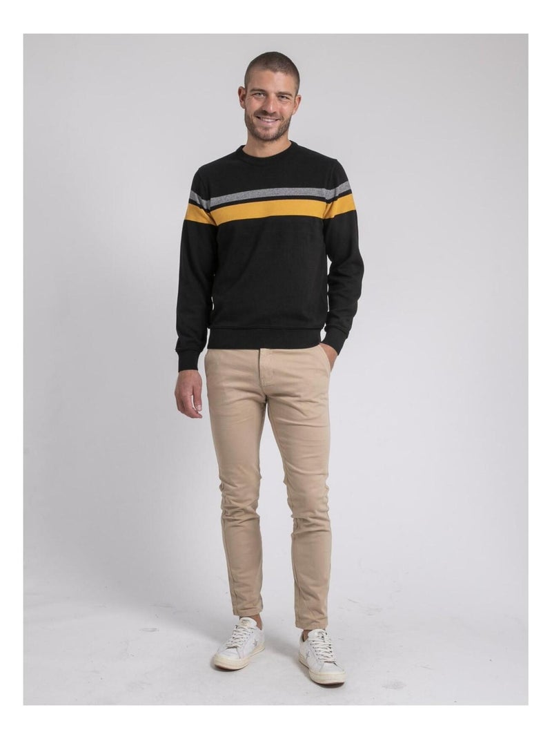 Jersey cuello redondo de puro algodón LORIMAKO Negro - Kiabi
